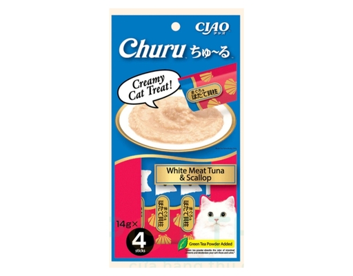 Gói 4 Thanh Súp Thưởng Cho Mèo Trưởng Thành Vị Cá Ngừ Thịt Trắng, Sò Điệp 14g CIAO ảnh 0