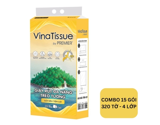 Combo 15 Gói Giấy Rút Đa Năng Treo Tường Premier 4 Lớp Vinatissue ảnh 0