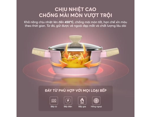 Nồi Phủ Sứ Nano Đáy Từ Healthy SHG7979MP-20 Sunhouse ảnh 6