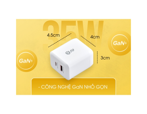 Sạc GaN 35W PD Fast Charger 1A1C 9FAC001W Màu Trắng 9Fit ảnh 7
