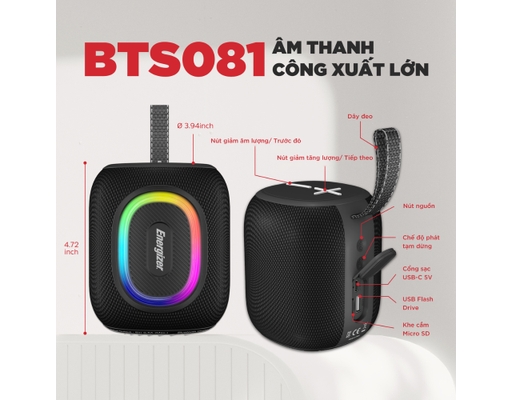 Loa Di Động BTS081BK Energizer ảnh 6