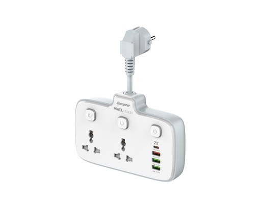 Ổ Điện Đa Năng 2AC Kèm 3USB-A Và 1USB-C Sạc Nhanh PD (Max 20W) EPB2503EUWE Màu Trắng Energizer ảnh 0