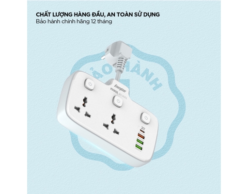 Ổ Điện Đa Năng 2AC Kèm 3USB-A Và 1USB-C Sạc Nhanh PD (Max 20W) EPB2503EUWE Màu Trắng Energizer ảnh 9