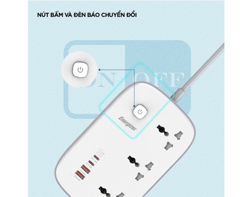 Ổ Điện Đa Năng 3AC Kèm 2USB-A Và 2USB-C Sạc Nhanh PD (Max 65W) EPB3250W00EUWE Màu Trắng Energizer ảnh 8