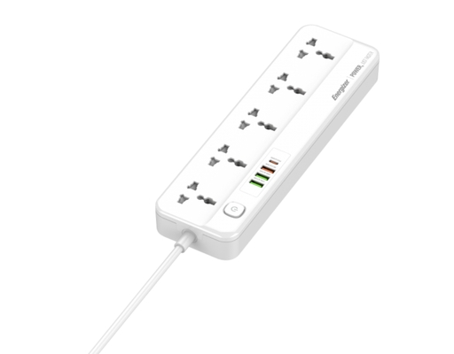 Ổ Điện Đa Năng 5AC Kèm 3USB-A Và 1USB-C Sạc Nhanh PD (Max 20W) EPB2501EUWE Màu Trắng Energizer ảnh 1