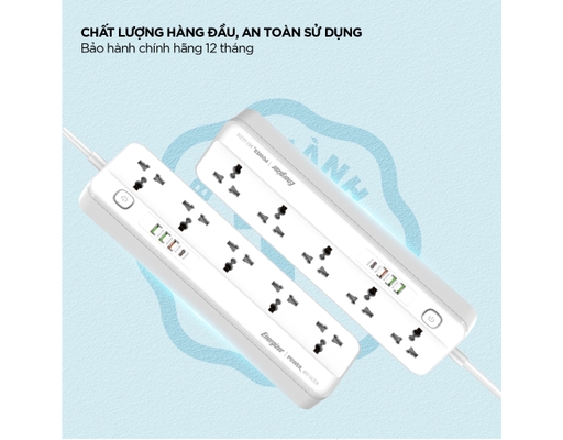 Ổ Điện Đa Năng 5AC Kèm 3USB-A Và 1USB-C Sạc Nhanh PD (Max 20W) EPB2501EUWE Màu Trắng Energizer ảnh 8