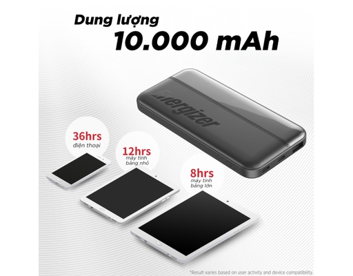 Sạc Dự Phòng 10,000mAh /3.7V Li-Polymer UE10050CCBK Energizer ảnh 5