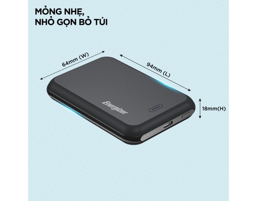 Sạc Dự Phòng 5,000mAh /3.7V Li-Polymer QM5000BK Energizer ảnh 2