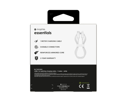 Cáp USB-C To Lightning Essentials 1m Màu Trắng - 409912194 Mophie ảnh 5