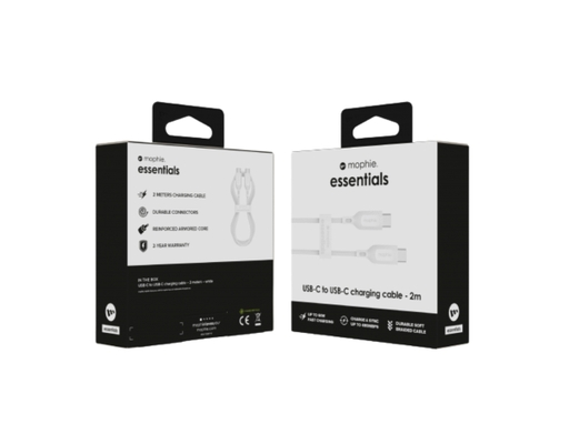 Cáp USB-C To USB-C (60W) Essentials 2m Màu Trắng - 409912187 Mophie ảnh 2