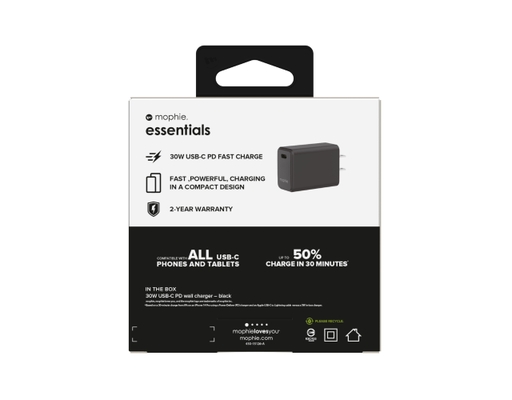 Sạc Essentials 30W 1C GaN Màu Đen - 409916729 Mophie ảnh 5