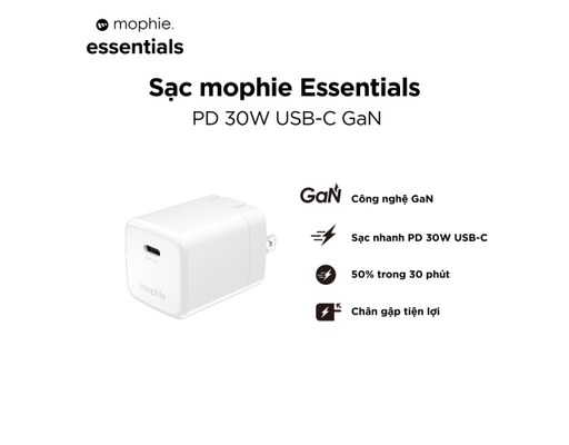 Sạc Essentials 30W 1C GaN Màu Trắng - 409916728 Mophie ảnh 6