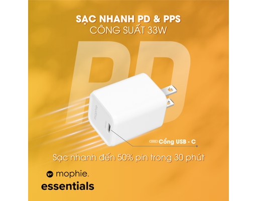 Sạc Essentials 33W 1C GaN Màu Trắng - 409918235 Mophie ảnh 9