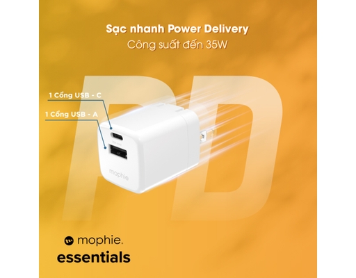 Sạc Essentials 35W 1A1C GaN Màu Trắng - 409916737 Mophie ảnh 9