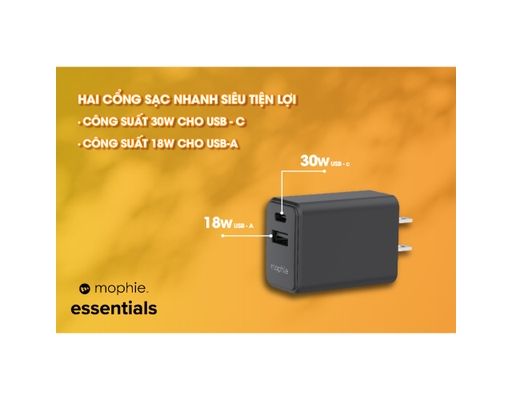 Sạc Essentials PD 30W 1A1C Màu Đen - 409912219 Mophie ảnh 6