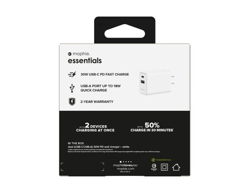 Sạc Essentials PD 30W 1A1C Màu Trắng - 409912223 Mophie ảnh 5