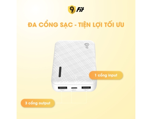 Sạc Dự Phòng Lite 10.000mAh/3.7V Lõi Pin Li-Polymer 9PL10K03B Màu Đen 9Fit ảnh 9
