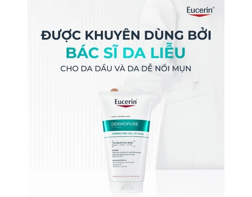 Gel Rửa Mặt Giảm Mụn Và Thâm Mụn Dermopure Clinical Correcting Gel To Foam 2% Sacilyd Acid 150ml Eucerin ảnh 8