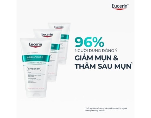 Gel Rửa Mặt Giảm Mụn Và Thâm Mụn Dermopure Clinical Correcting Gel To Foam 2% Sacilyd Acid 75ml Eucerin ảnh 4