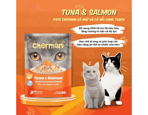 Pate Cho Mèo Từ 2 Tháng Tuổi Vị Cá Hồi & Cá Ngừ 85g Cherman ảnh 1