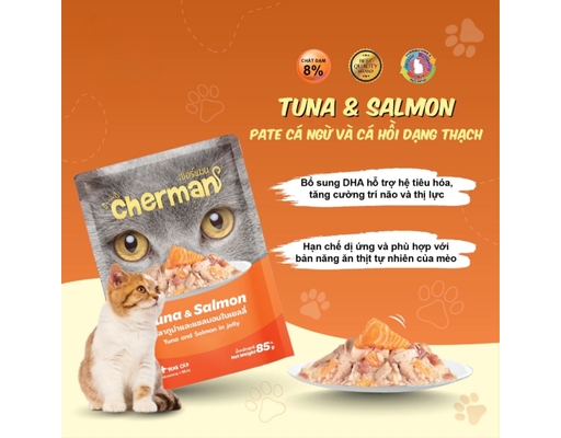 Pate Cho Mèo Từ 2 Tháng Tuổi Vị Cá Hồi & Cá Ngừ 85g Cherman ảnh 2