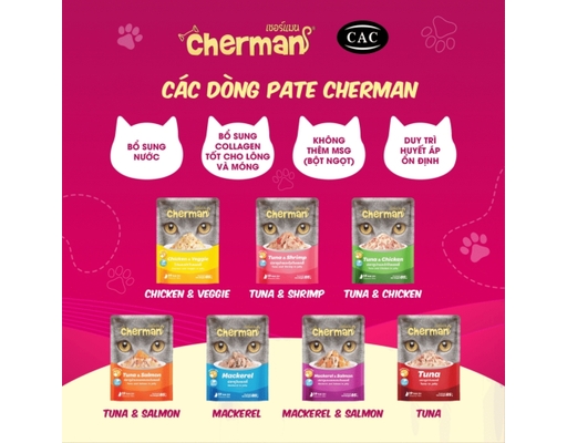 Pate Cho Mèo Từ 2 Tháng Tuổi Vị Cá Hồi & Cá Ngừ 85g Cherman ảnh 6
