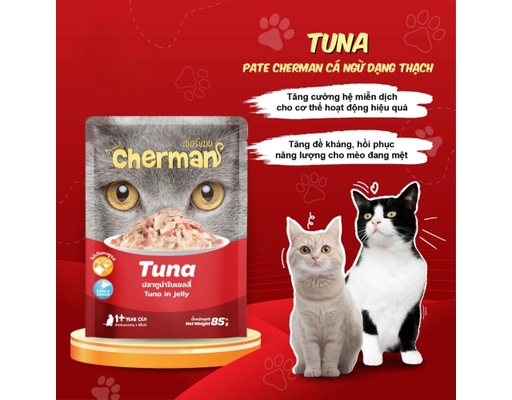 Pate Cho Mèo Từ 2 Tháng Tuổi Vị Cá Ngừ 85g Cherman ảnh 1