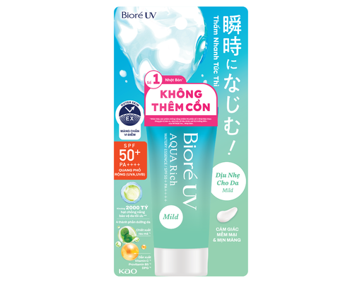 Tinh Chất Chống Nắng Vi Điểm Màng Nước Dịu Nhẹ UV Aqua Rich Mild Essence SPF50+ PA++++ 50g Bioré ảnh 2