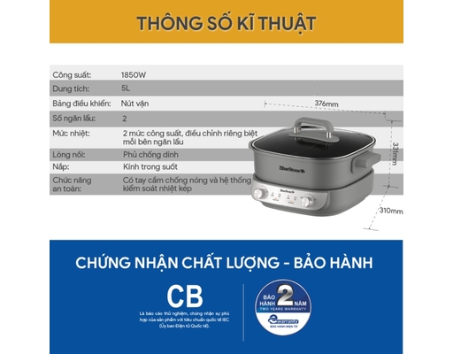 Nồi Lẩu Điện Đa Năng MPB-7257 Dung Tích 5L BlueStone ảnh 8