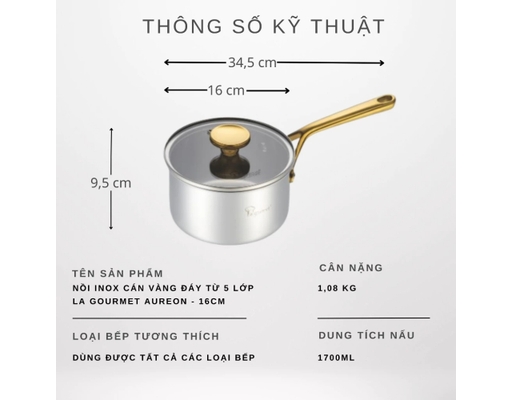 Quánh Inox Aureon 16cm La Gourmet ảnh 8