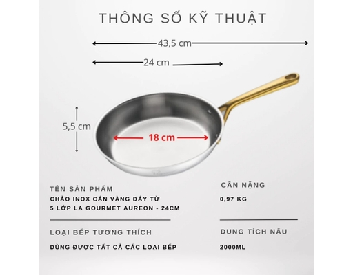 Chảo Inox Aureon 24cm La Gourmet ảnh 8