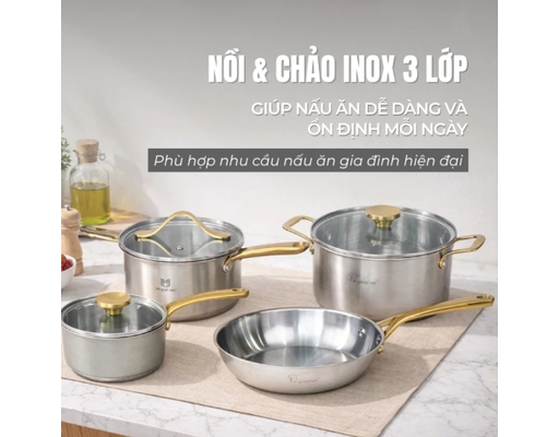 Chảo Inox Aureon 26cm La Gourmet ảnh 2