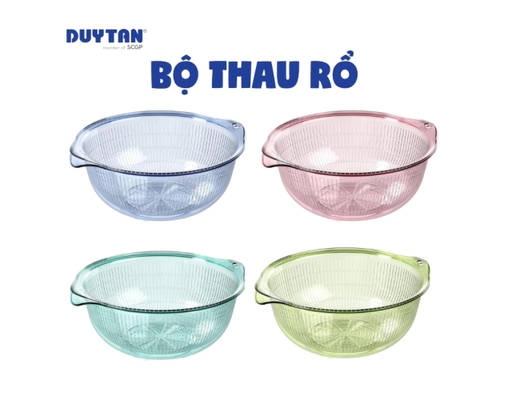 Bộ Thau Rổ Nhựa Trong 2T8 31x28x12.5cm Duy Tân ảnh 1