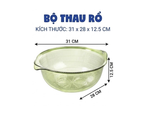 Bộ Thau Rổ Nhựa Trong 2T8 31x28x12.5cm Duy Tân ảnh 5