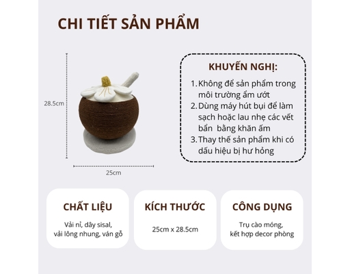 Trụ Cào Móng Hình Trái Dừa 28.5cmx25cm FOFOS ảnh 5