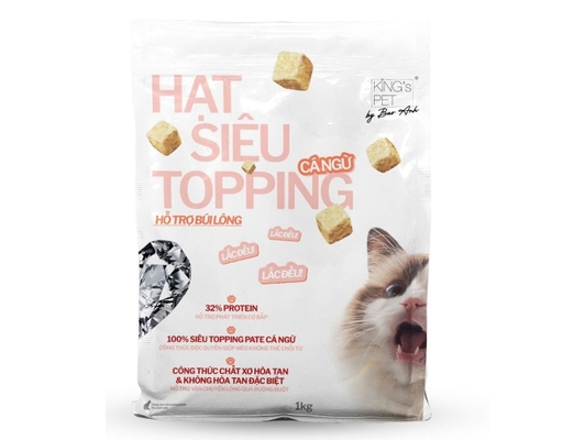Thức Ăn Dạng Hạt Cho Mèo Topping Cá Ngừ Hỗ Trợ Búi Lông 1kg King's Pet ảnh 0