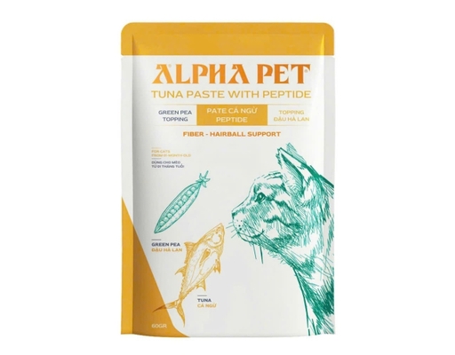 Pate Cho Mèo Topping Đậu Hà Lan 60g Alpha Pet ảnh 0