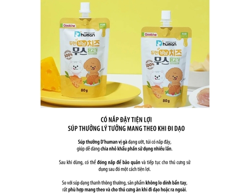 Súp Dinh Dưỡng Cho Chó Mèo Vị Phô Mai 80g Dhuman ảnh 4