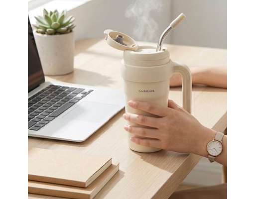 Ly Giữ Nhiệt Comfy Handle 660ml LHC4363IVY Màu Ngà LocknLock ảnh 1
