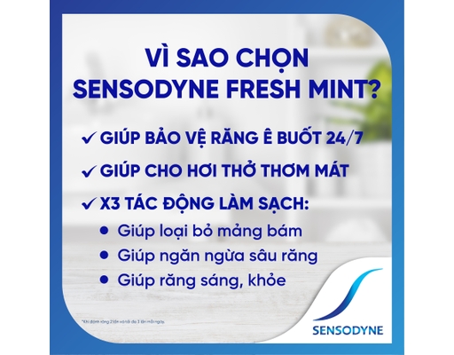 Kem Đánh Răng Hương Bạc Hà The Mát Fresh Mint 160g Sensodyne ảnh 8