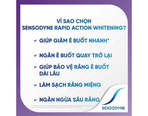 Kem Đánh Răng Giảm Ê Buốt Và Làm Trắng Rapid Action Whitening 100g Sensodyne ảnh 8