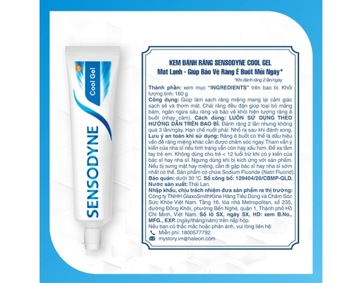 Kem Đánh Răng Mát Lạnh, Giảm Ê Buốt Cool Gel 160g Sensodyne ảnh 8