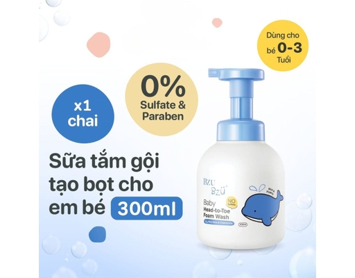 Sữa Tắm Gội Toàn Thân Cho Bé Chiết Xuất Lô Hội Và Hoa Cúc 300ml Bzu Bzu ảnh 2