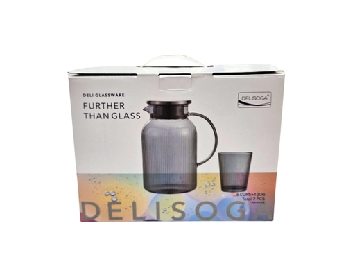 Bộ Bình Ly Thủy Tinh Nắp Inox Sea Sọc Vàng 7 Món Deli ảnh 4
