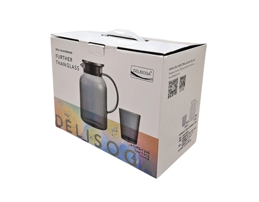 Bộ Bình Ly Thủy Tinh Nắp Inox Sea Sọc Vàng 7 Món Deli ảnh 5