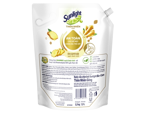 Nước Rửa Chén Thiên Nhiên Gừng - Túi 3.3kg Sunlight ảnh 1