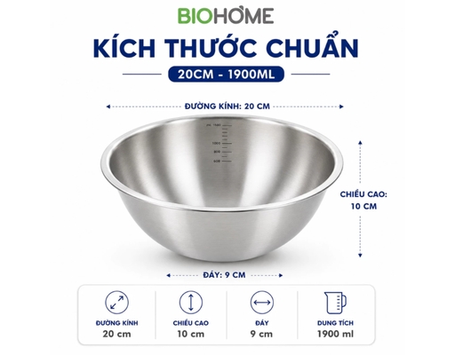 Thau Trộn Inox Có Vạch 1900ml Biohome ảnh 1