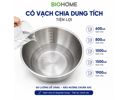 Thau Trộn Inox Có Vạch 4000ml Biohome ảnh 4