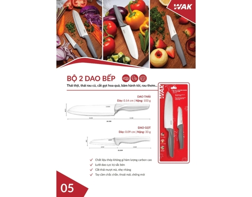 Bộ 2 Dao Bếp Wak Thép Không Gỉ Biohome ảnh 1
