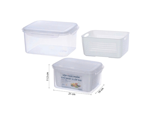 Hộp Thực Phẩm Chữ Nhật 2 Lớp Size L Biohome ảnh 1
